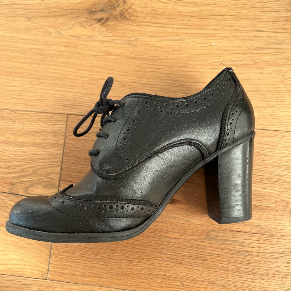 Tommy Hilfiger Black Oxford Style Block Heels